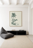Palm Tree Wall Art Print, Minimal Botanical Line Art, Green Tropical Decor