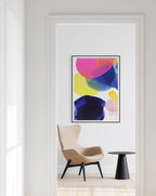 Colorful Abstract Wall Art, Pink Yellow Blue Brushstroke Print, Modern Bold Decor