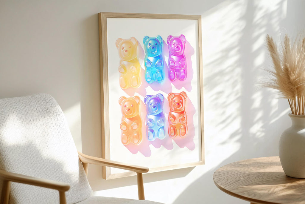 Colorful Gummy Bear Art Print: Sweet Kids Room Decor