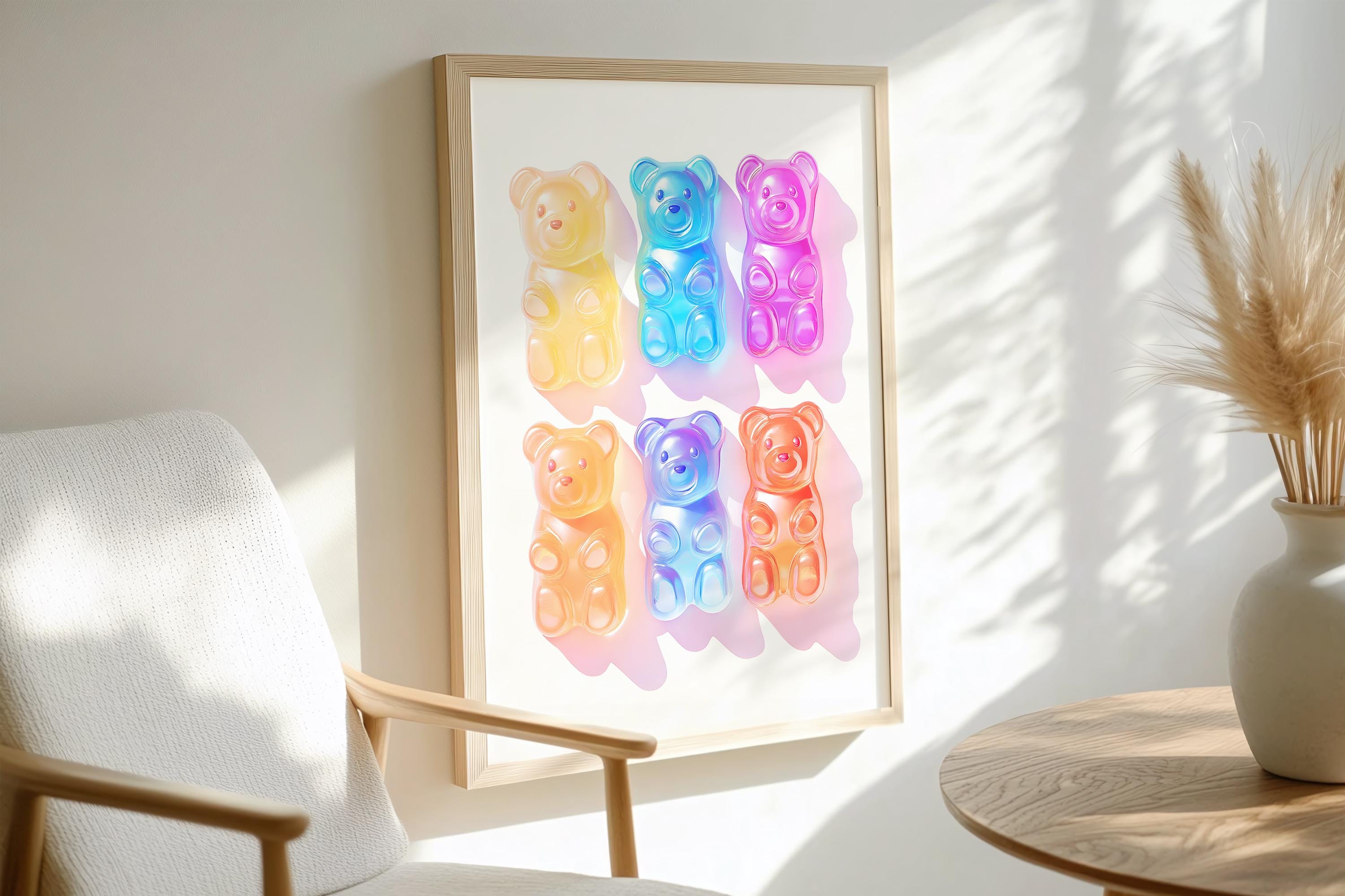 Colorful Gummy Bear Art Print: Sweet Kids Room Decor