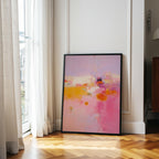 Pink Sunrise Abstract Canvas Painting, Modern Warmth Decor