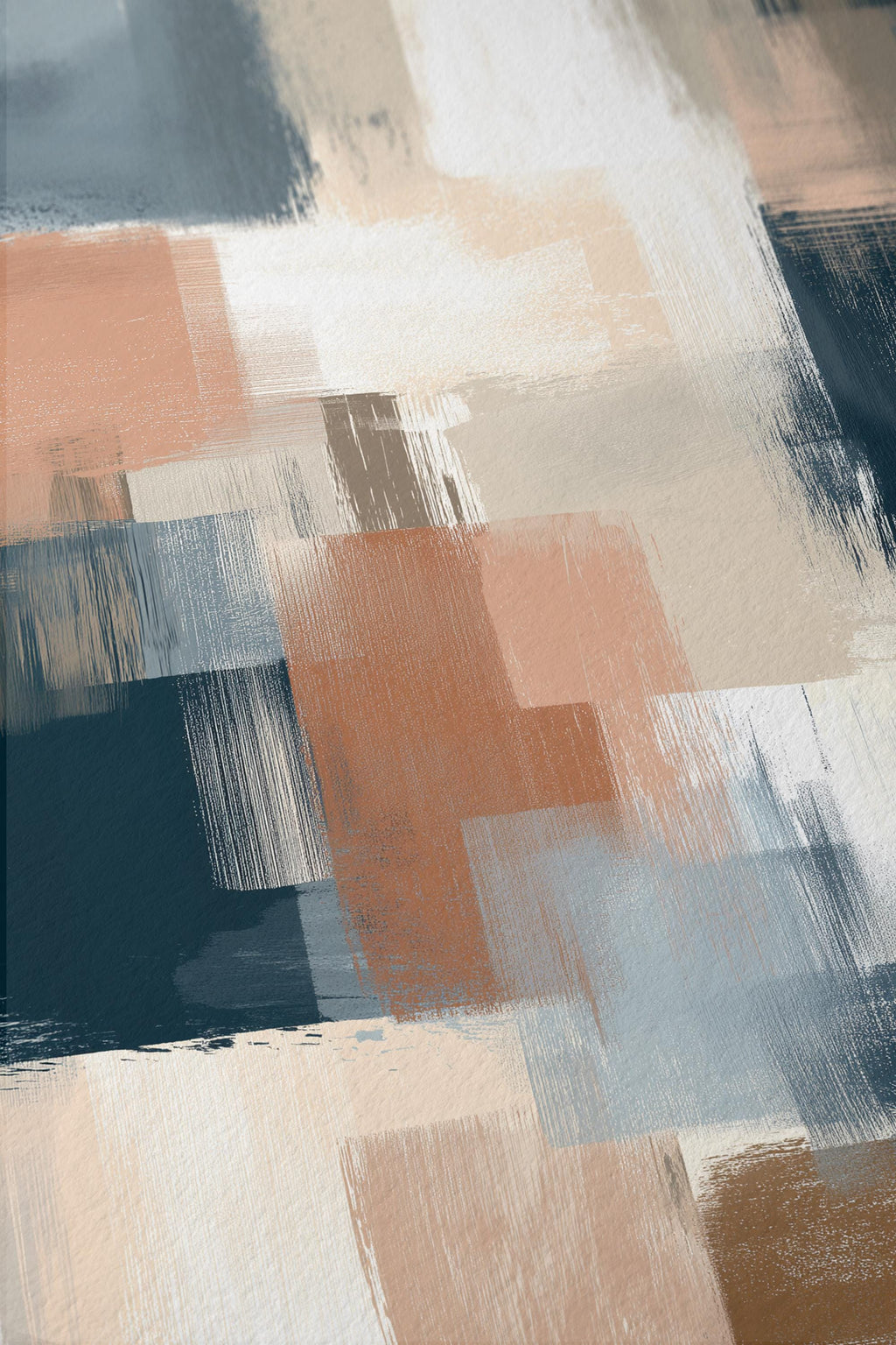 Neutral Abstract Art Print, Modern Brushstroke Wall Art, Beige Blue Color Block Decor