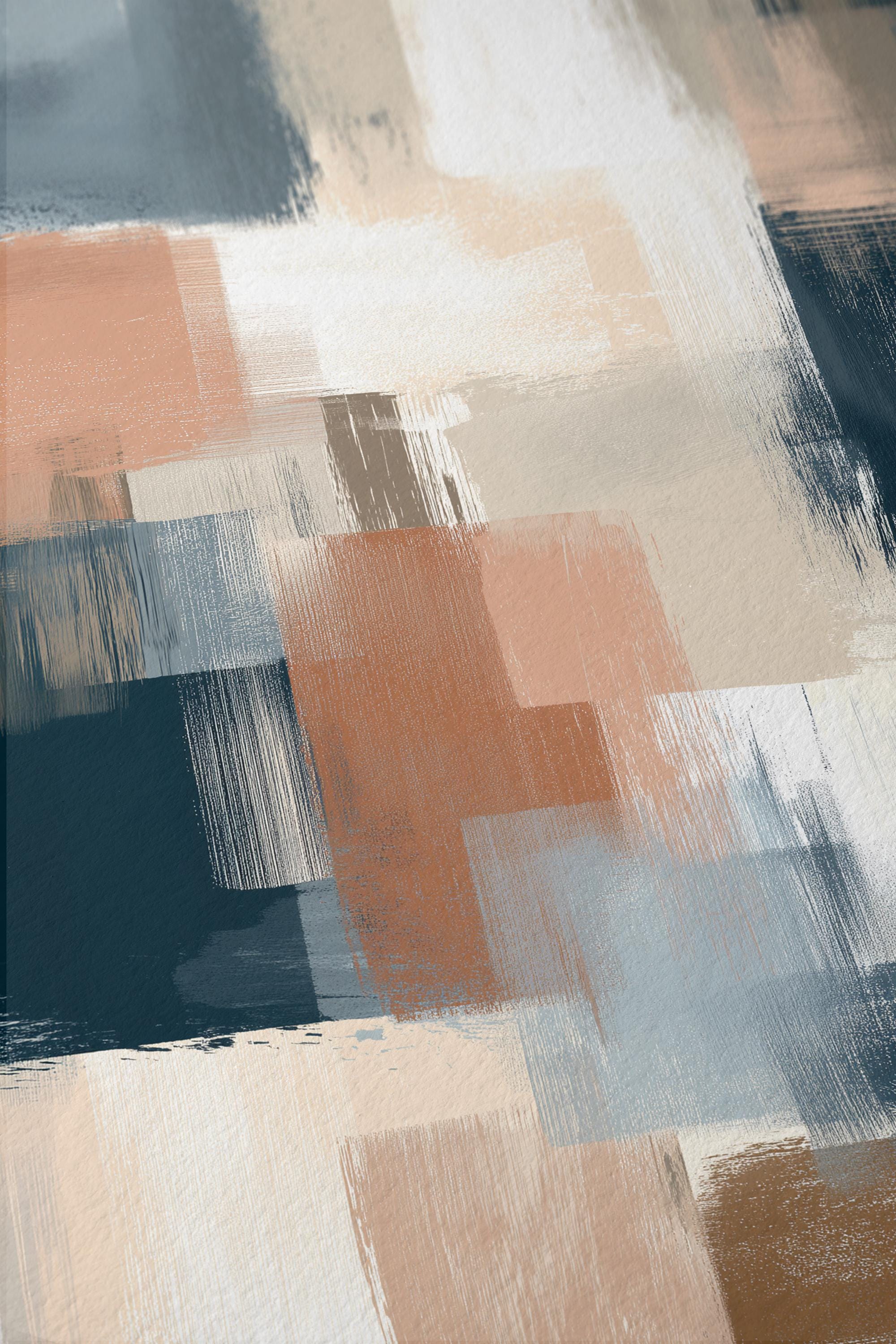 Neutral Abstract Art Print, Modern Brushstroke Wall Art, Beige Blue Color Block Decor