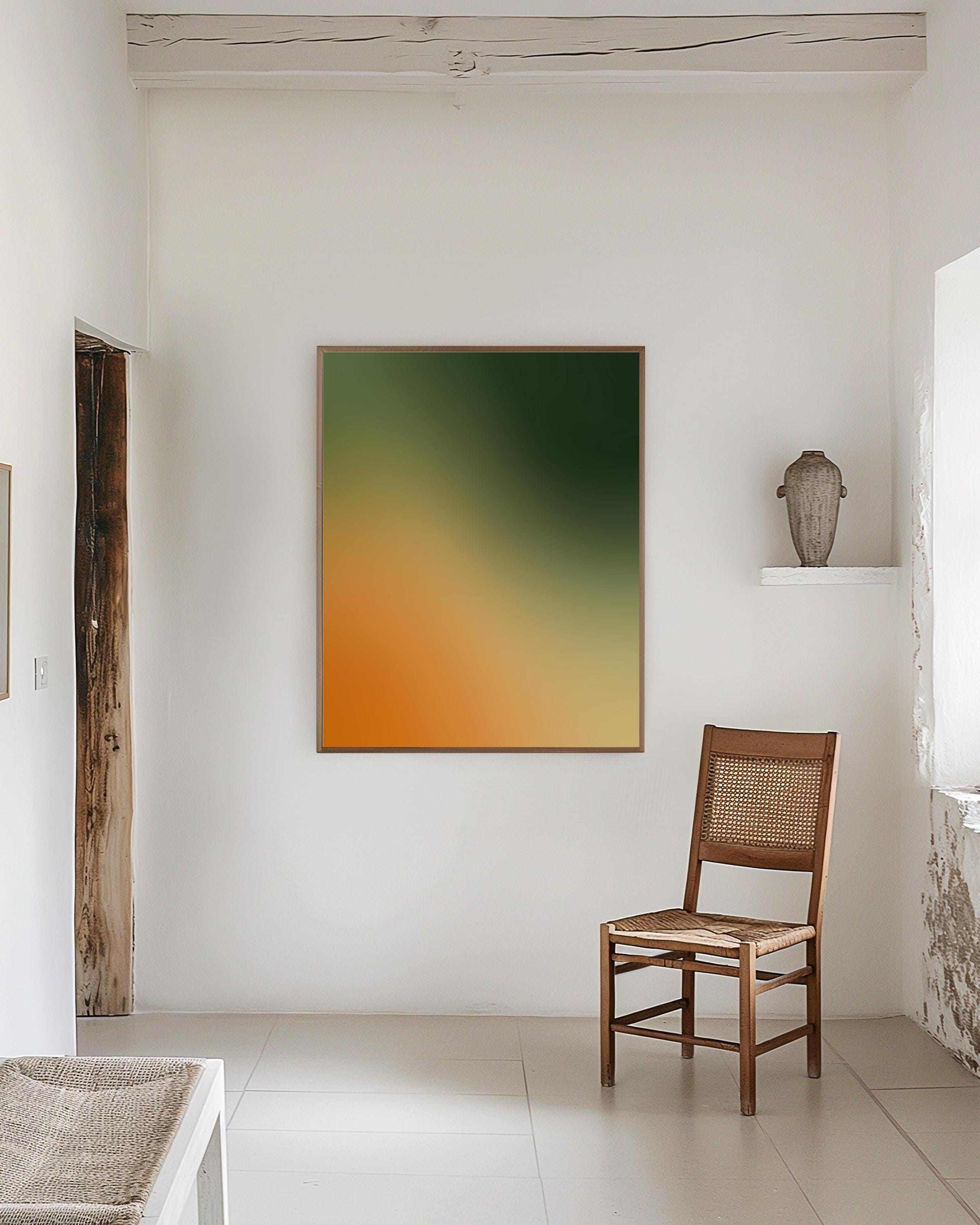Green Orange Gradient Abstract Wall Art Printable, Modern Bedroom Office Decor, Minimalist Color Field Poster, Digital Download