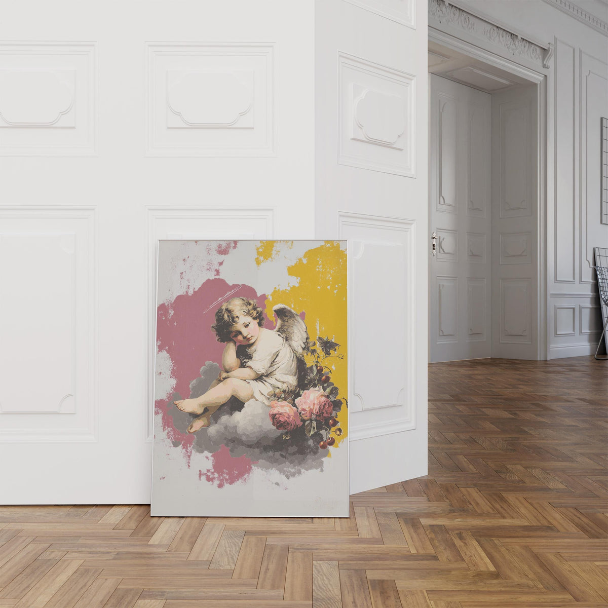 Faith Angel Wall Art Print, Vintage Cherub Printable, Christian Wall Decor, Heavenly Aesthetic
