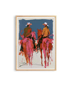 Western Wall Art Print, Cowboy Horse Poster, Modern Ranch Decor, Pink Rodeo Artwork Print