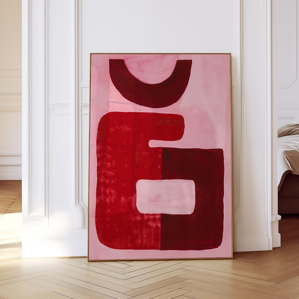 Red Abstract Art Print, Minimal Modern Wall Decor, Bold Graphic Painting