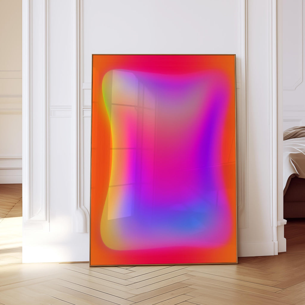 Pink Orange Aura Print, Neon Gradient Wall Art, Lilac Glow Abstract Decor