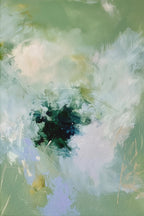 Sage Green Abstract Art Print, Soft Floral Painting, Botanical Wall Decor