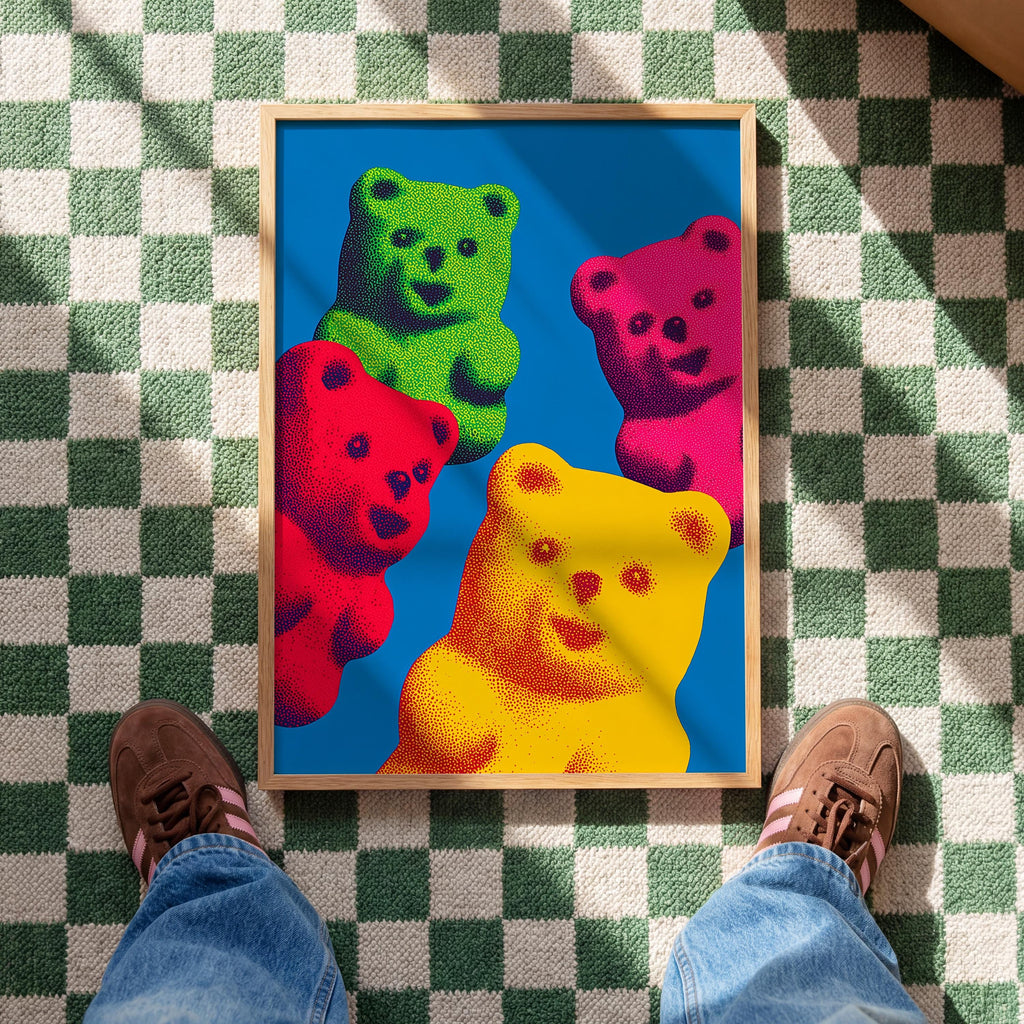 Gummy Bear Pop Art Print, Colorful Candy Wall Art, Bold Modern Wall Decor, Kitsch Poster, Large Statement Art