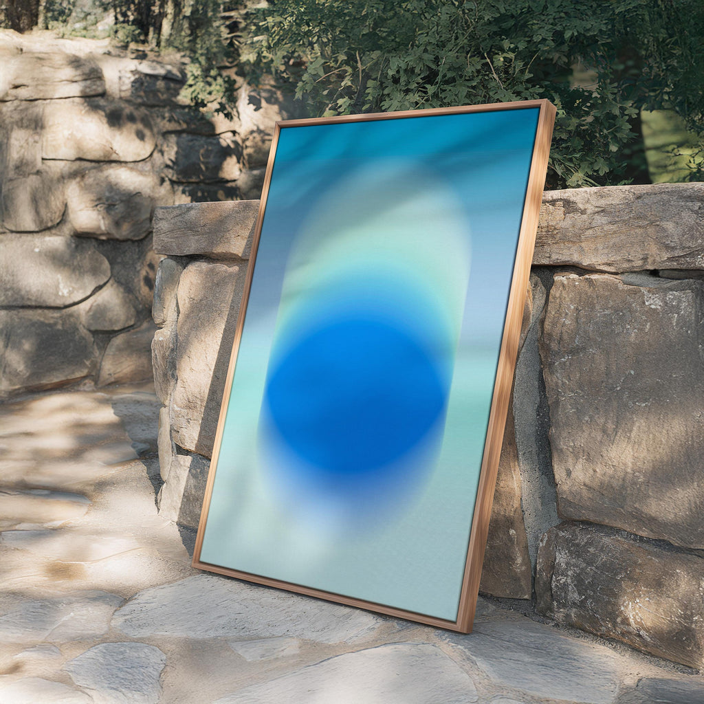 Blue Gradient Art Print, Aqua Aura Poster, Modern Wall Decor