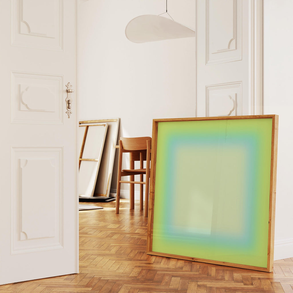 Neon Green Gradient Wall Art, Bright Abstract Print, Modern Color Decor