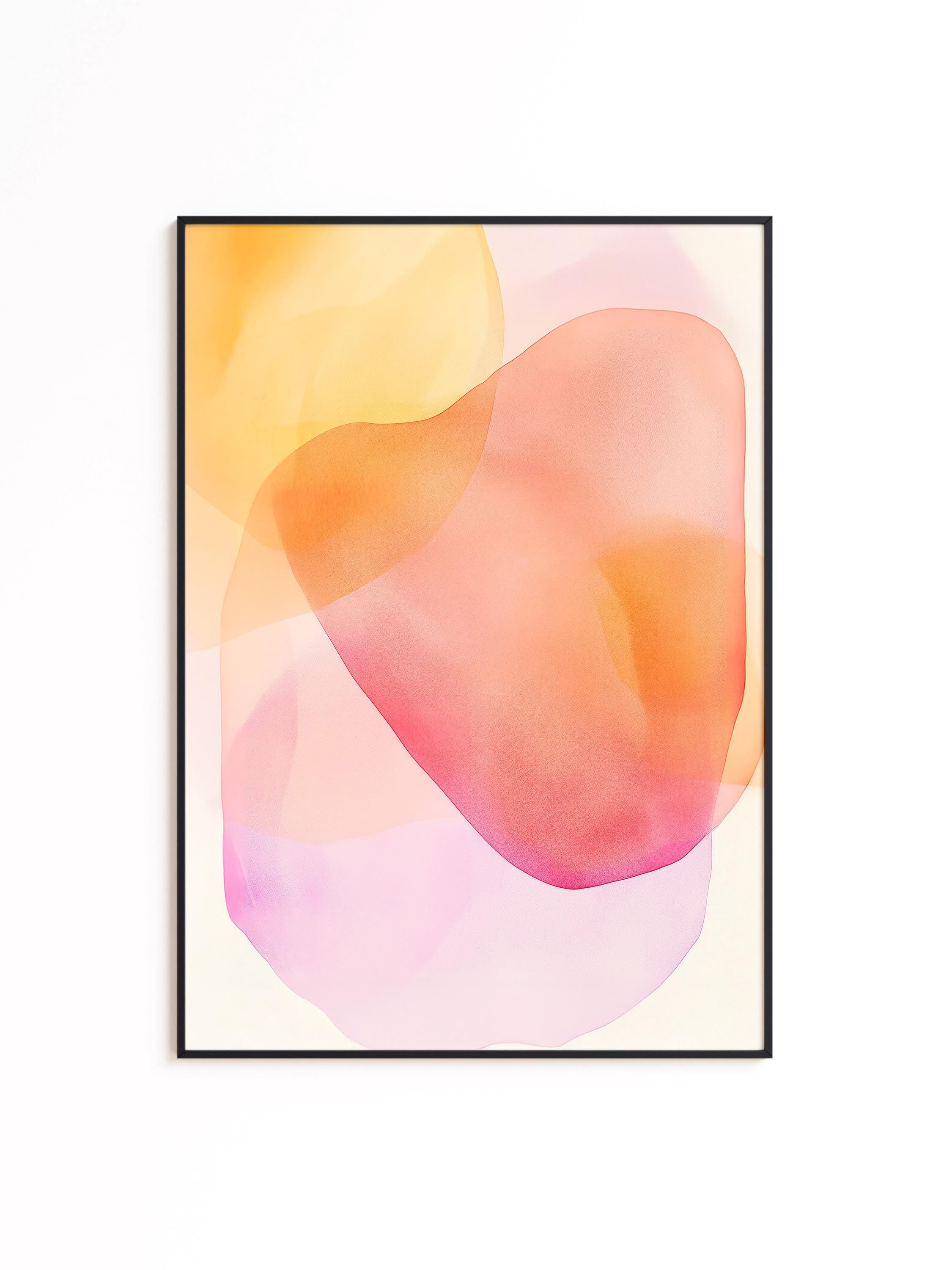 Peach Pink Abstract Wall Art, Soft Pastel Shape Print, Minimal Modern Decor