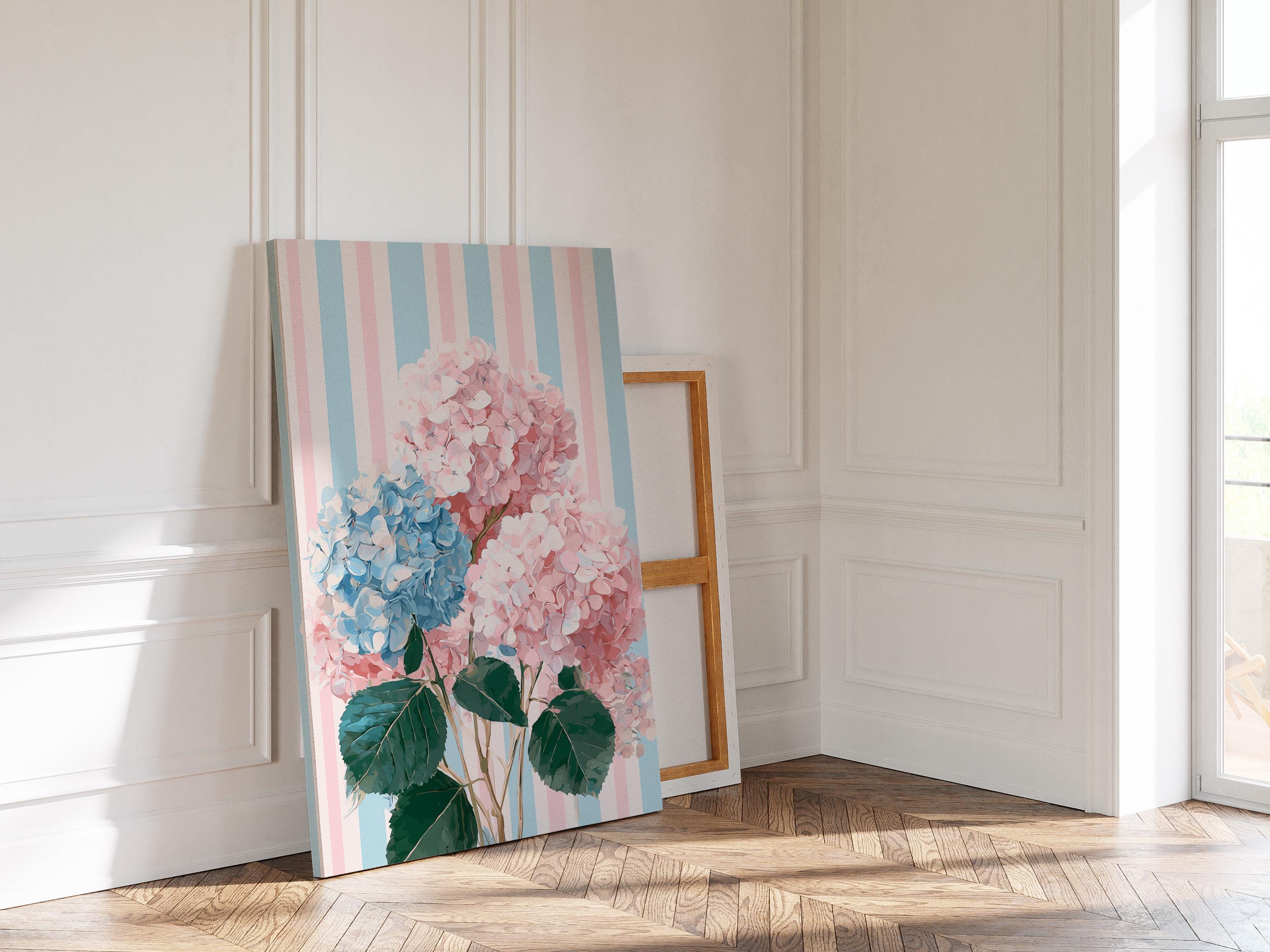 Hydrangea Wall Art Digital Download, Blue and Pink Floral Printable Home Decor