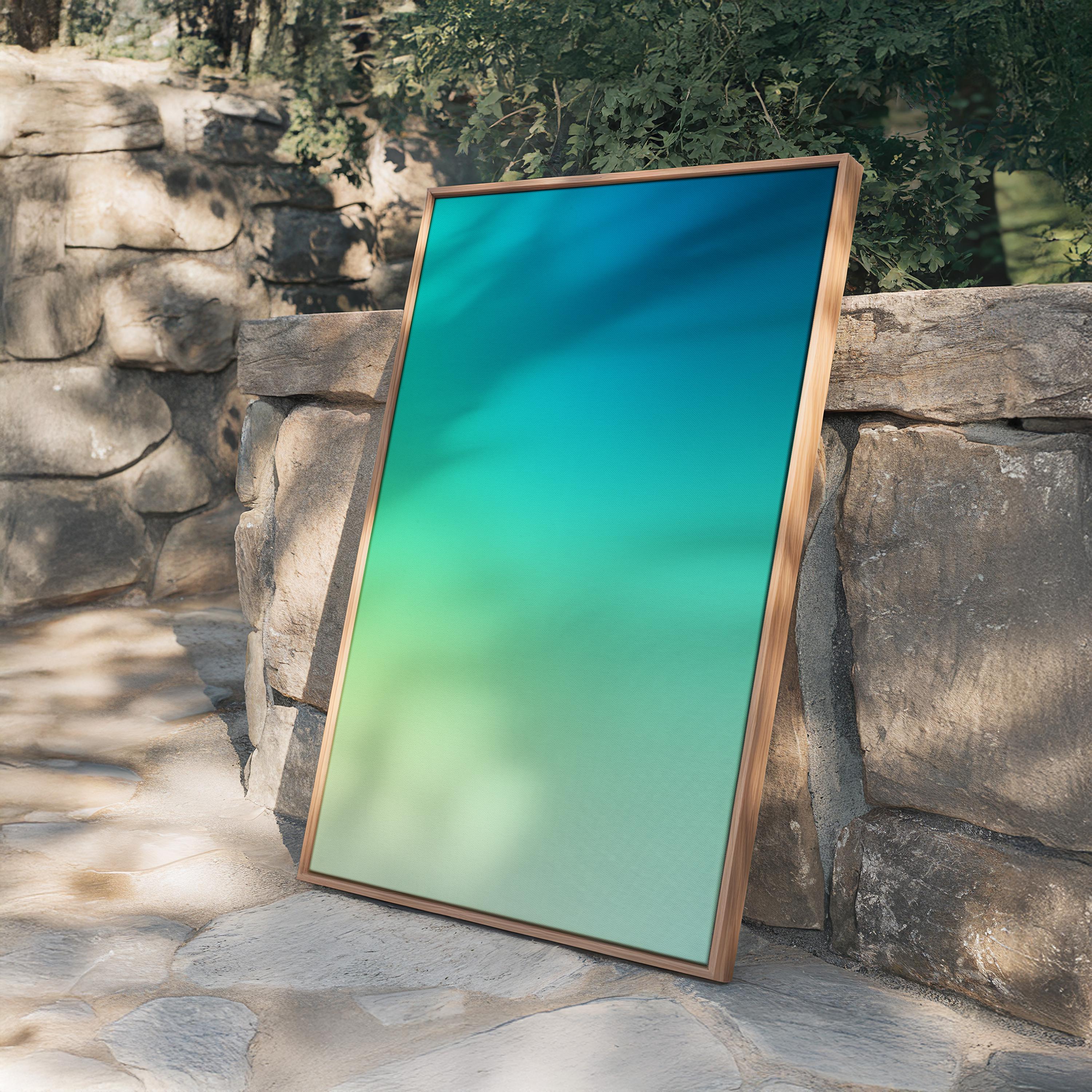 Blue Green Gradient Poster, Minimalist Abstract Print, Modern Color Field Wall Art