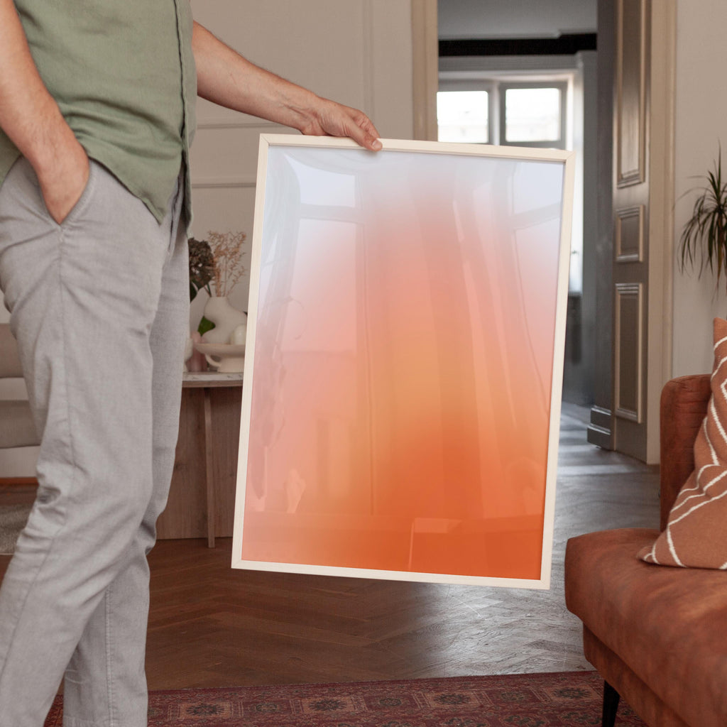 Lilac Peach Sunset Gradient Wall Art, Aura Glow Poster, Dreamy Minimal Abstract Print