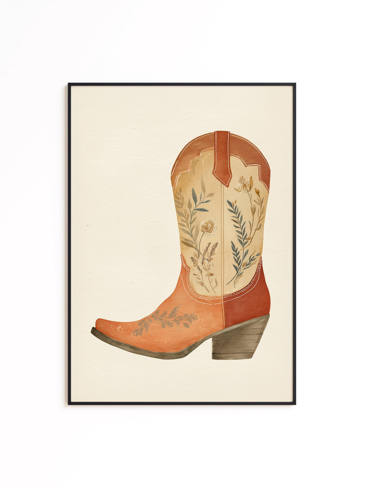 Cowboy Boot Art Print, Floral Western Wall Art, Vintage Cowgirl Decor