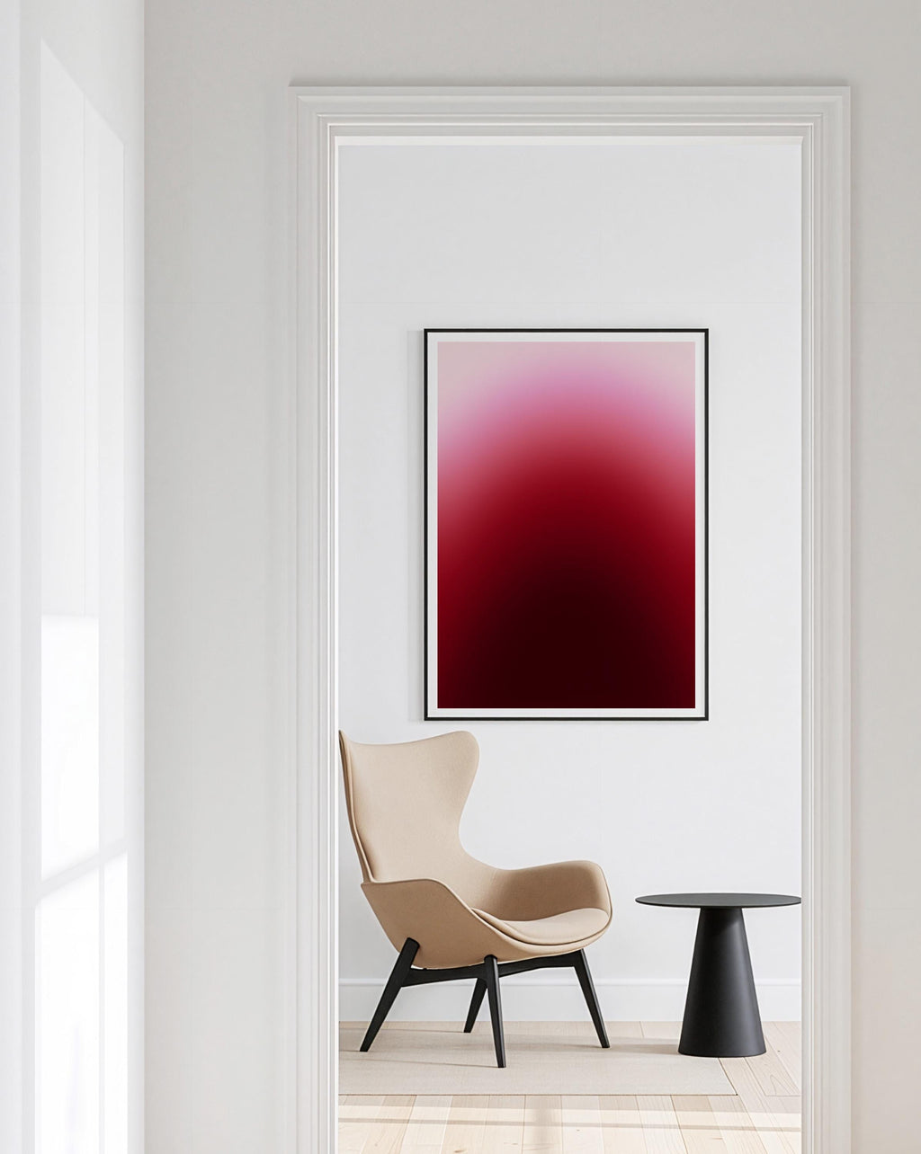 Red Gradient Abstract Art Print, Minimal Modern Wall Decor, Bold Contemporary Vertical Artwork Print