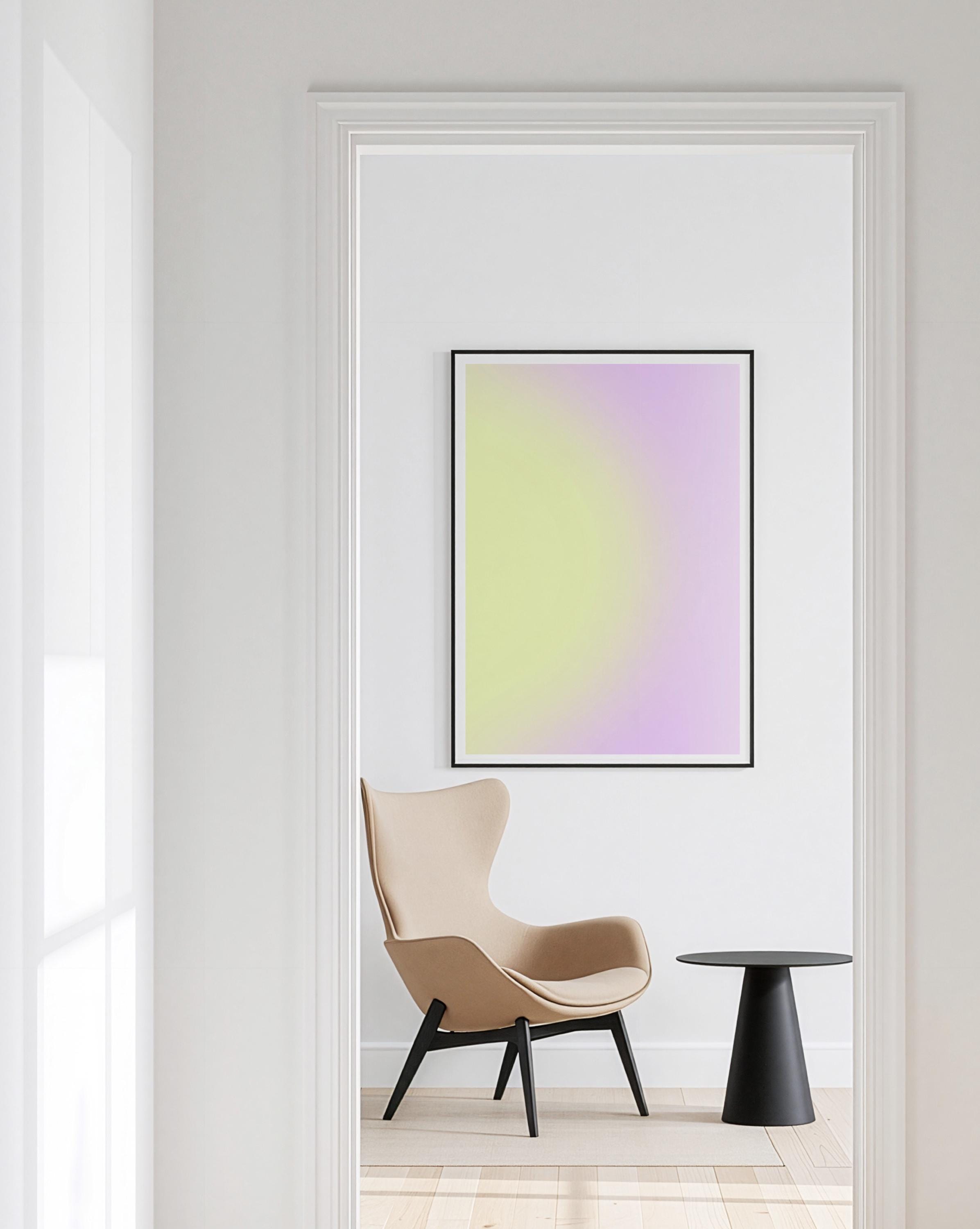 Pastel Yellow Lavender Gradient Art Print, Soft Minimal Abstract Wall Decor