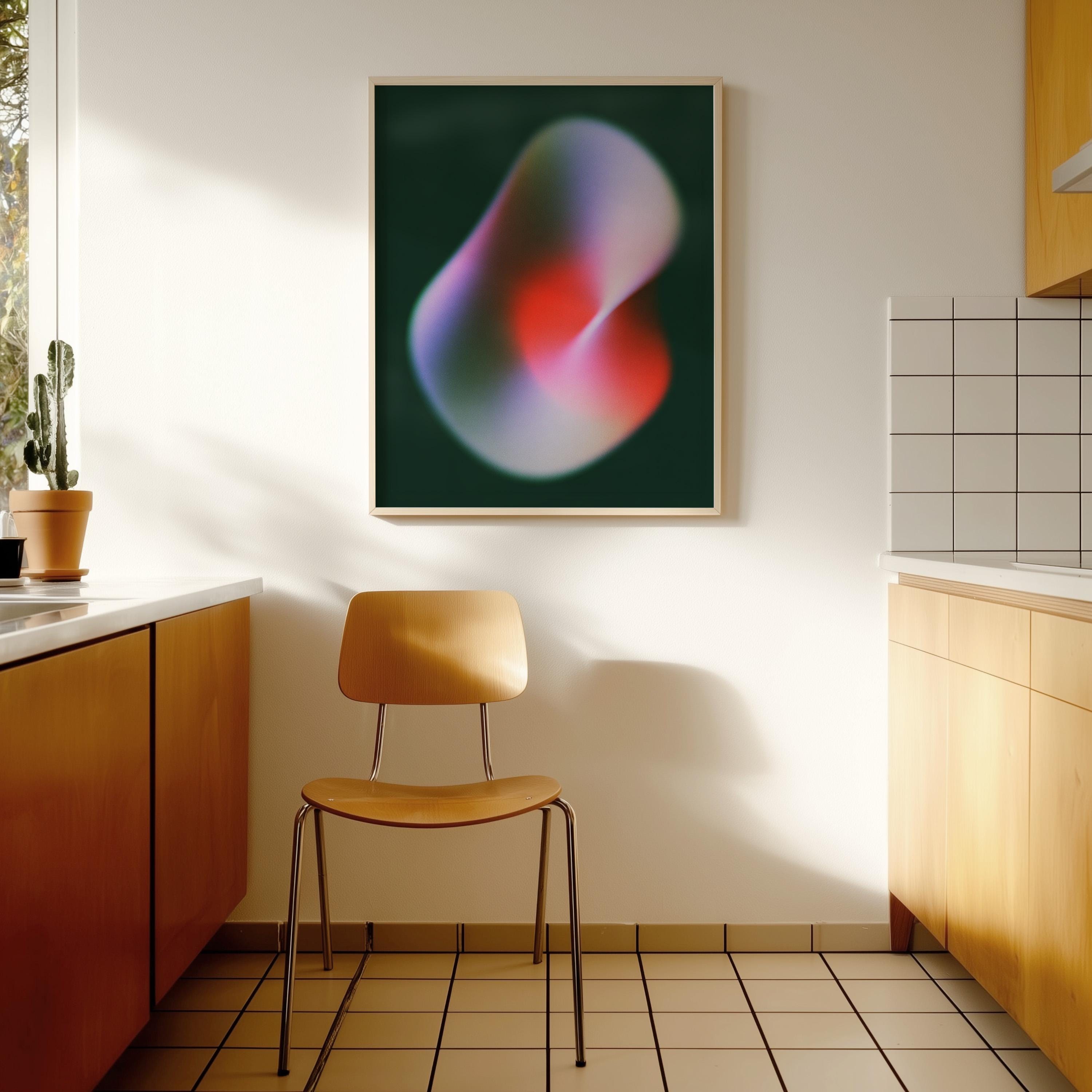 Abstract Blob Art Print, Modern Gradient Poster, Red Green Contemporary Wall Decor