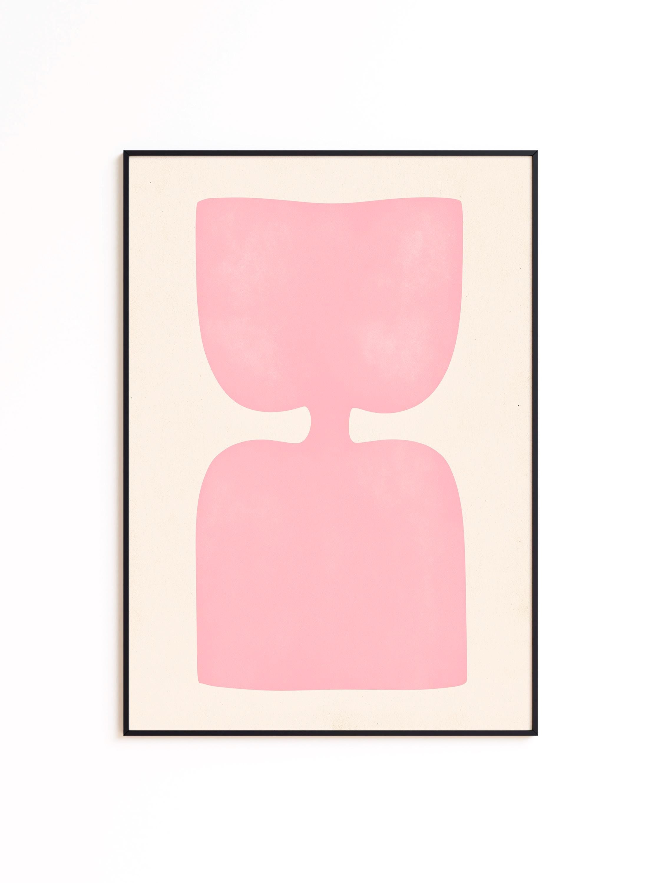 Pink Abstract Art Print, Minimalist Shape Poster, Soft Modern Wall Decor