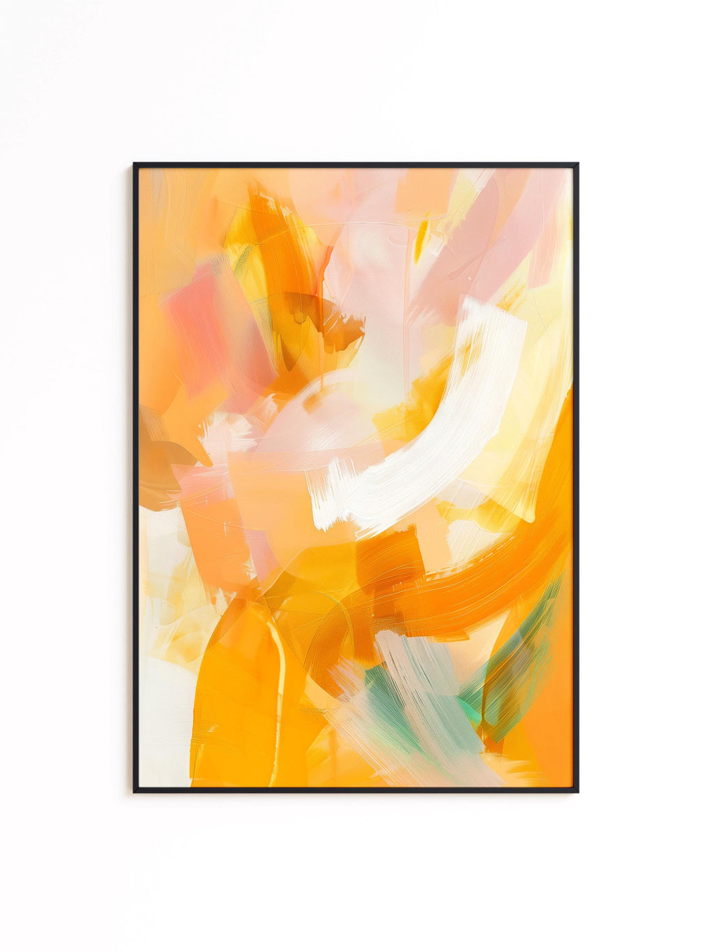 Yellow Orange Abstract Wall Art, Warm Brushstroke Print, Modern Painterly Decor