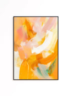 Yellow Orange Abstract Wall Art, Warm Brushstroke Print, Modern Painterly Decor
