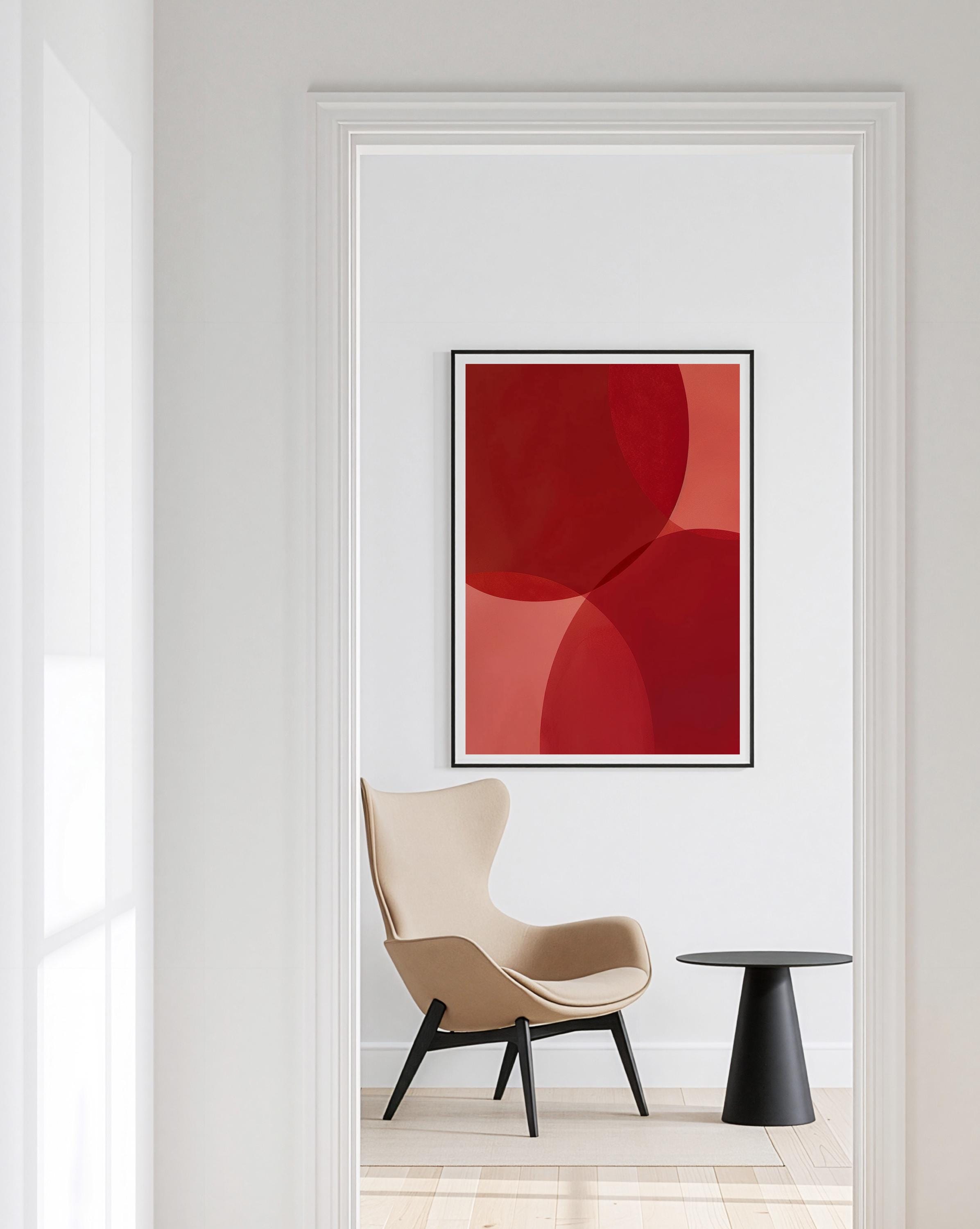 Red Abstract Wall Art Print, Modern Minimal Art, Contemporary Color Field Painting, Warm Red Interior Decor