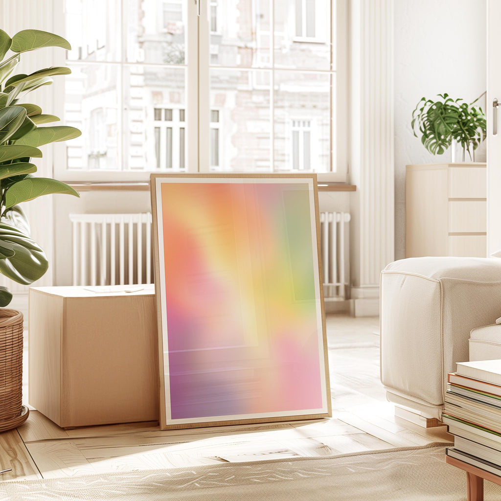 Pastel Gradient Art Print, Dreamy Rainbow Abstract Poster, Soft Color Wall Decor