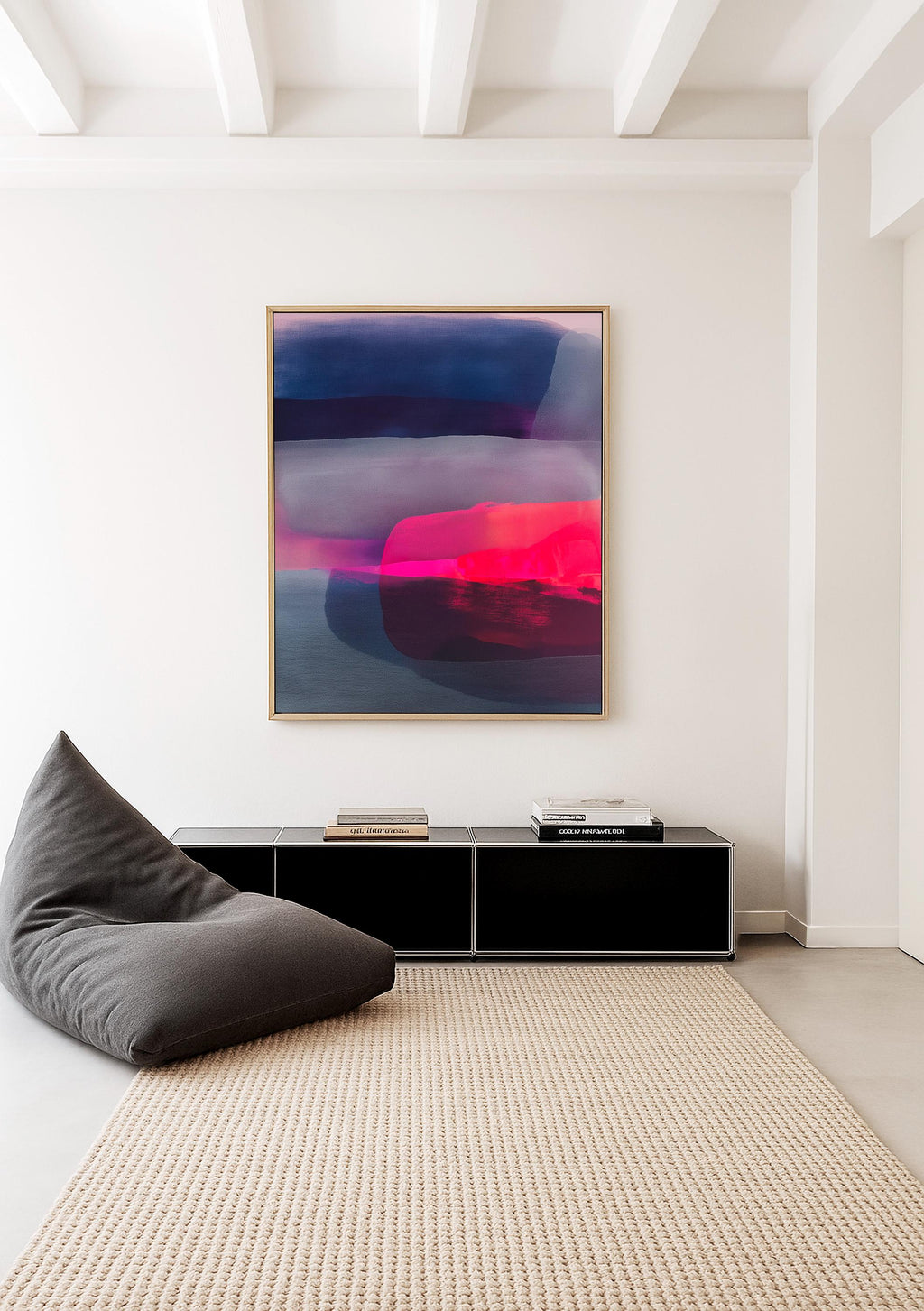 Pink Navy Abstract Art Print