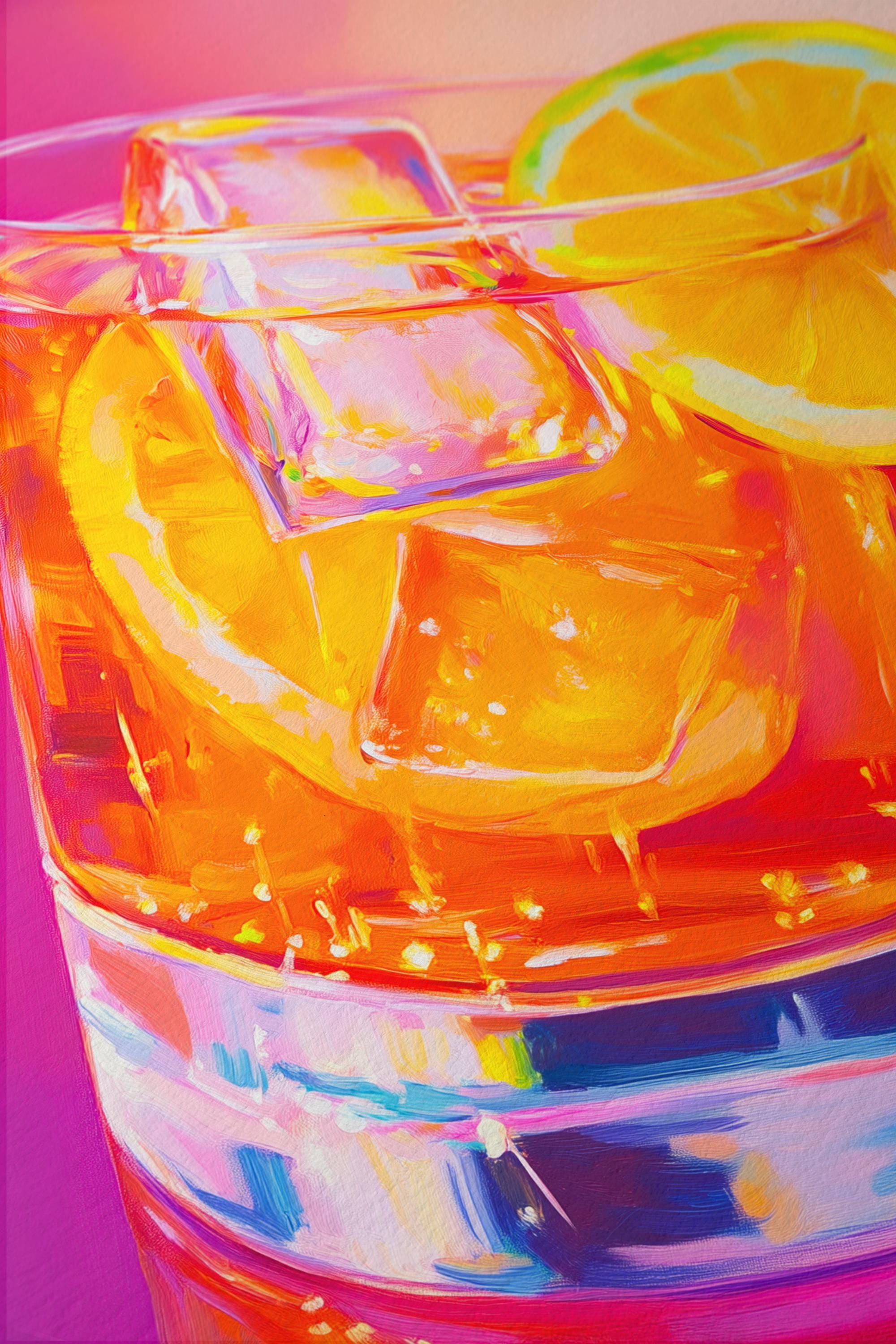 Cocktail Wall Art Print, Orange Citrus Drink Poster, Colorful Kitchen Decor