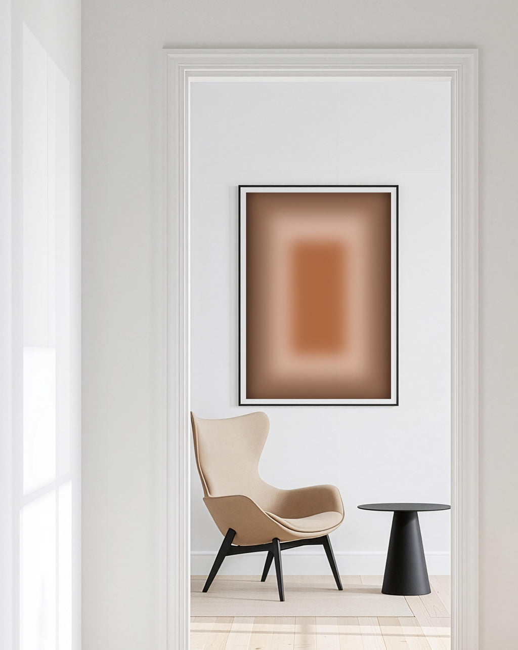 Warm Brown Gradient Abstract Art Print, Neutral Minimalist Poster, Cozy Modern Home Decor