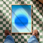 Blue Gradient Art Print, Aqua Aura Poster, Modern Wall Decor
