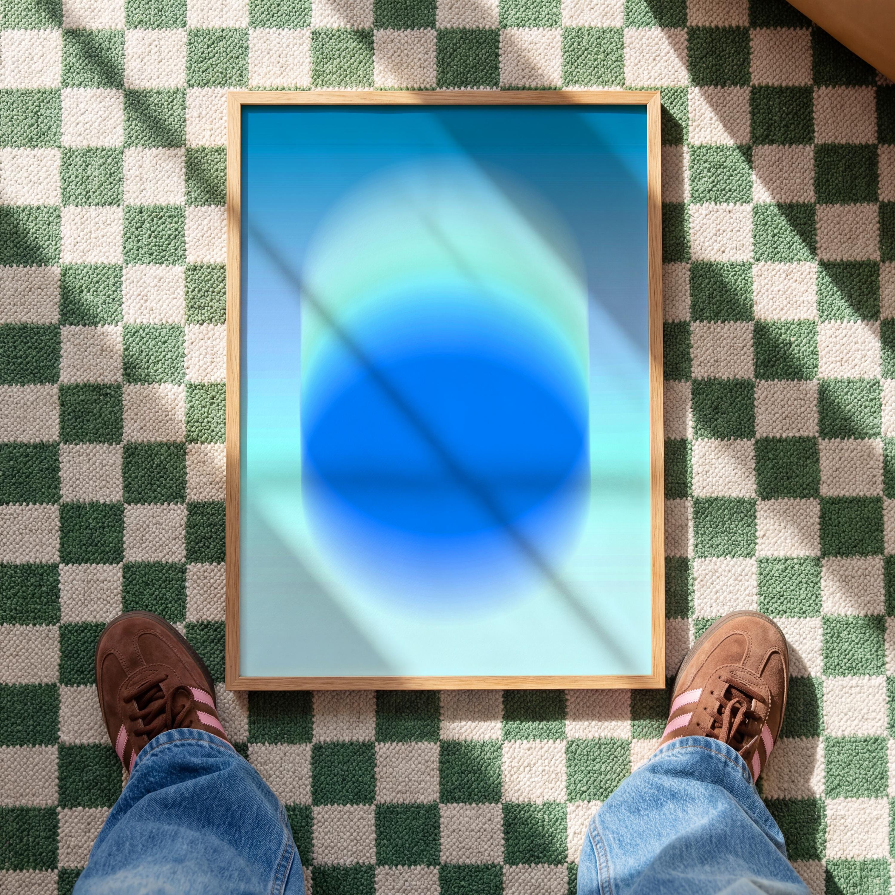 Blue Gradient Art Print, Aqua Aura Poster, Modern Wall Decor