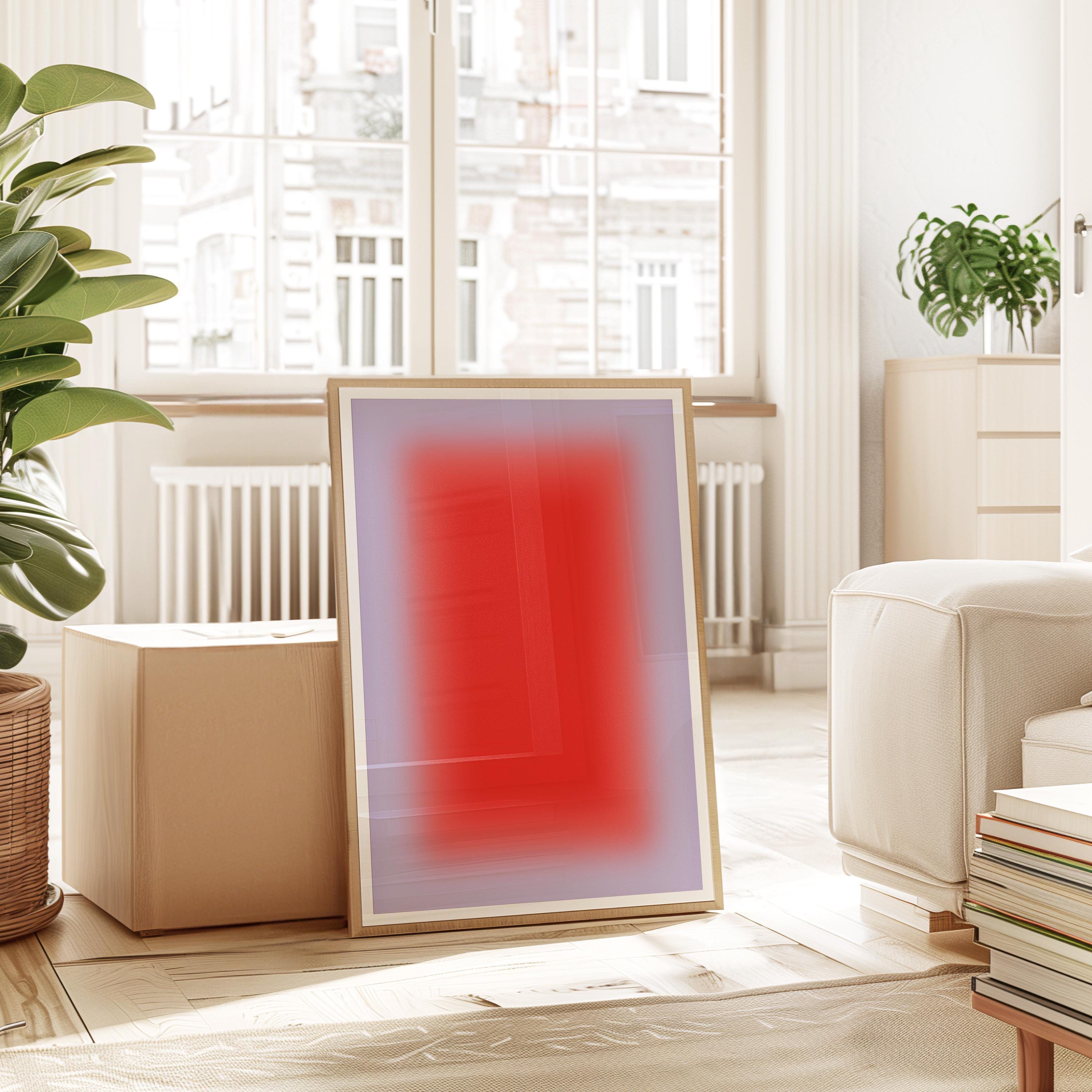 Orange Lavender Gradient Abstract Art Print, Modern Minimal Square Artwork