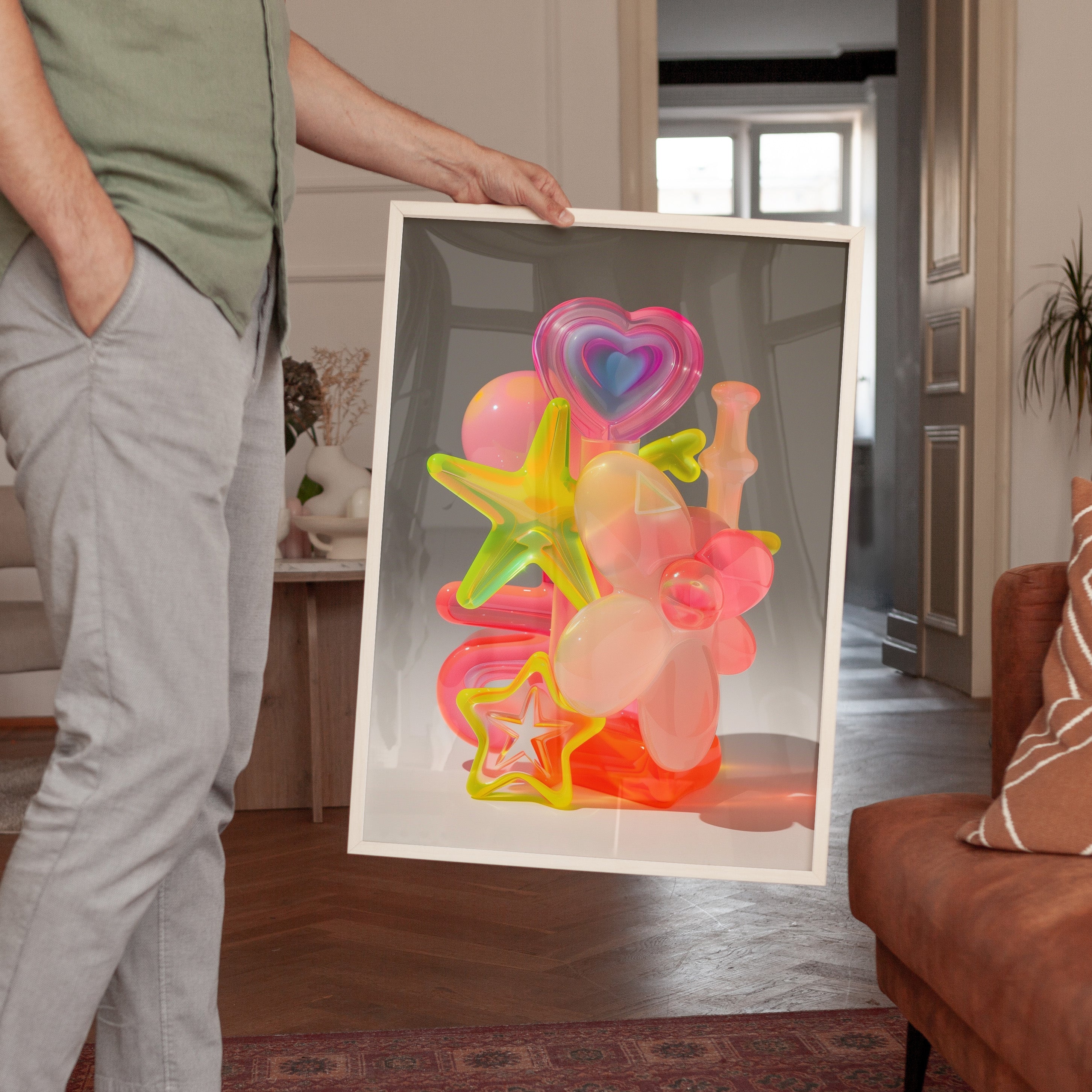 Vibrant Pastel Heart & Star Abstract Wall Decor - And A Little More