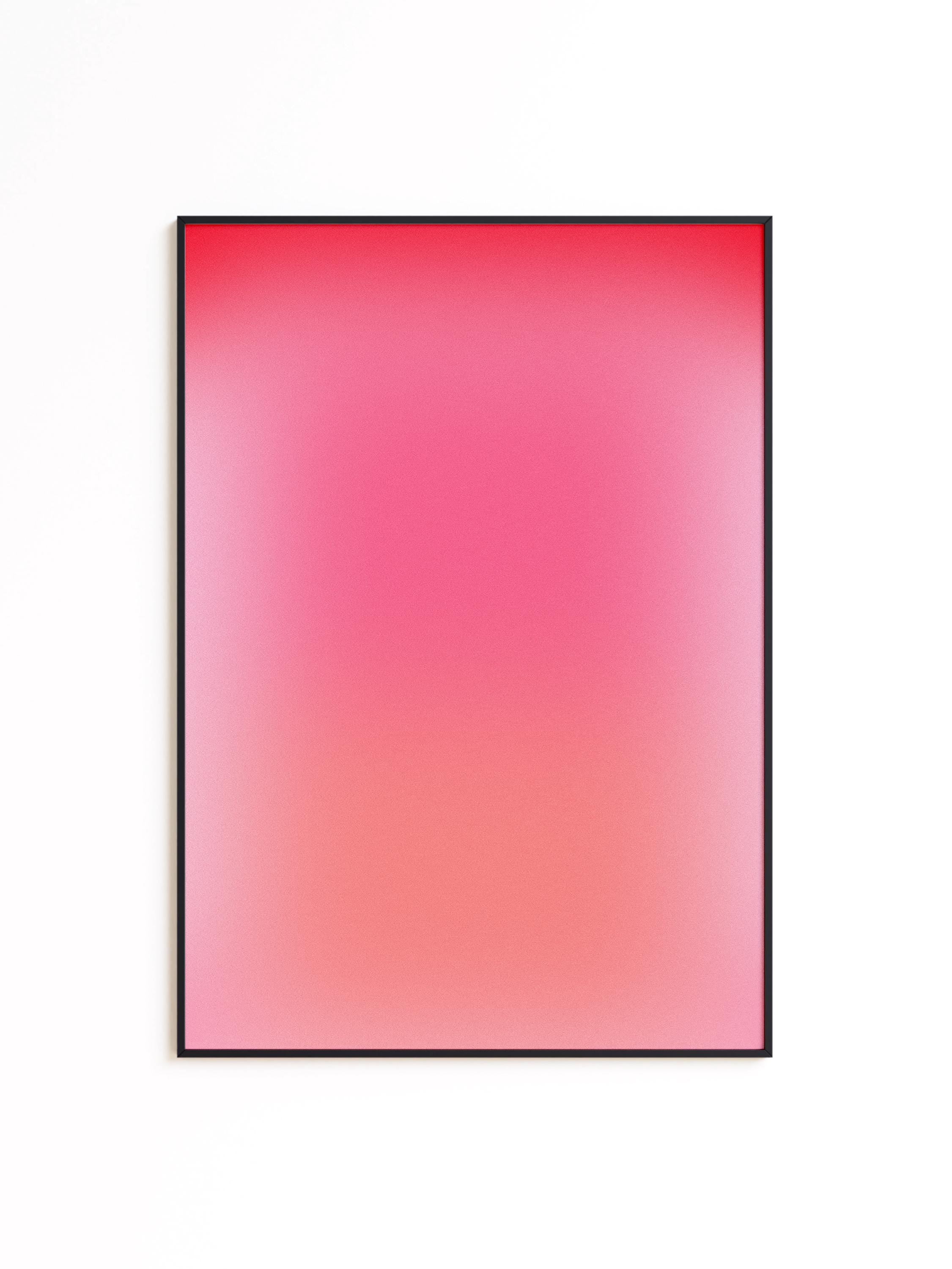 Pink Gradient Art Print, Coral Abstract Poster, Vintage Grain Wall Decor