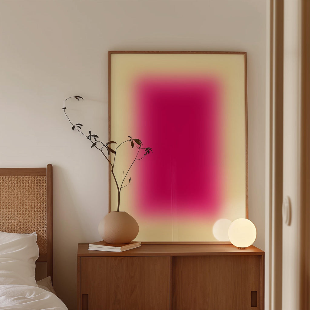 Pink Gradient Abstract Art Print, Warm Minimal Ombre Poster (Digital Download)