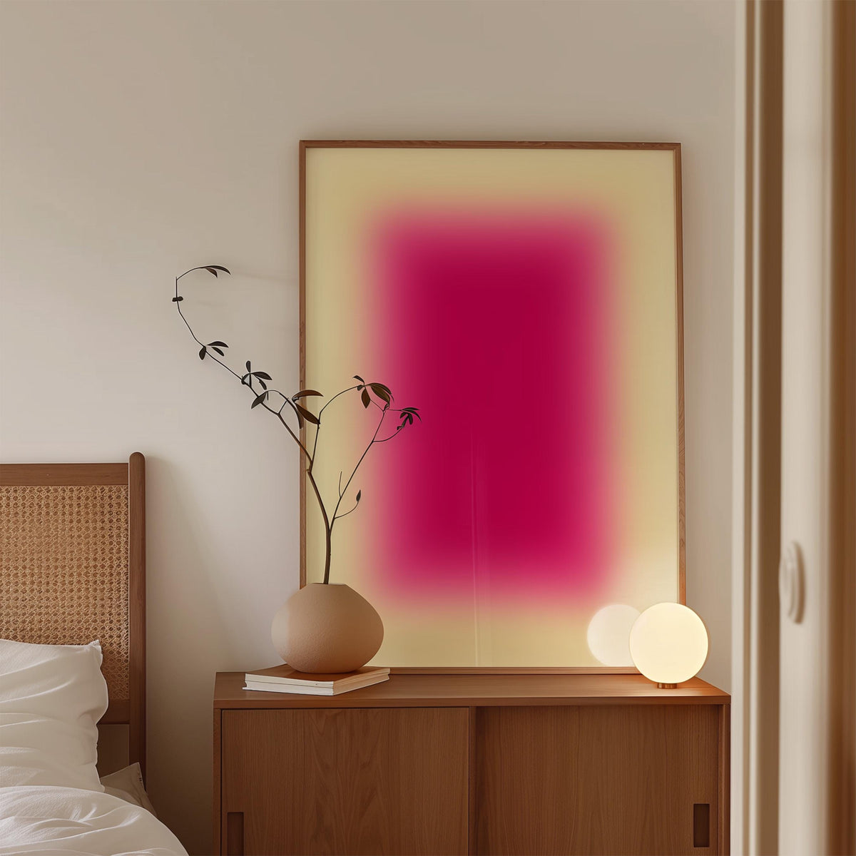 Pink Gradient Abstract Art Print, Warm Minimal Ombre Poster (Digital Download)