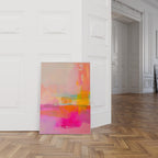 Pink Orange Abstract Wall Art Print, Modern Gradient Artwork for Living Room