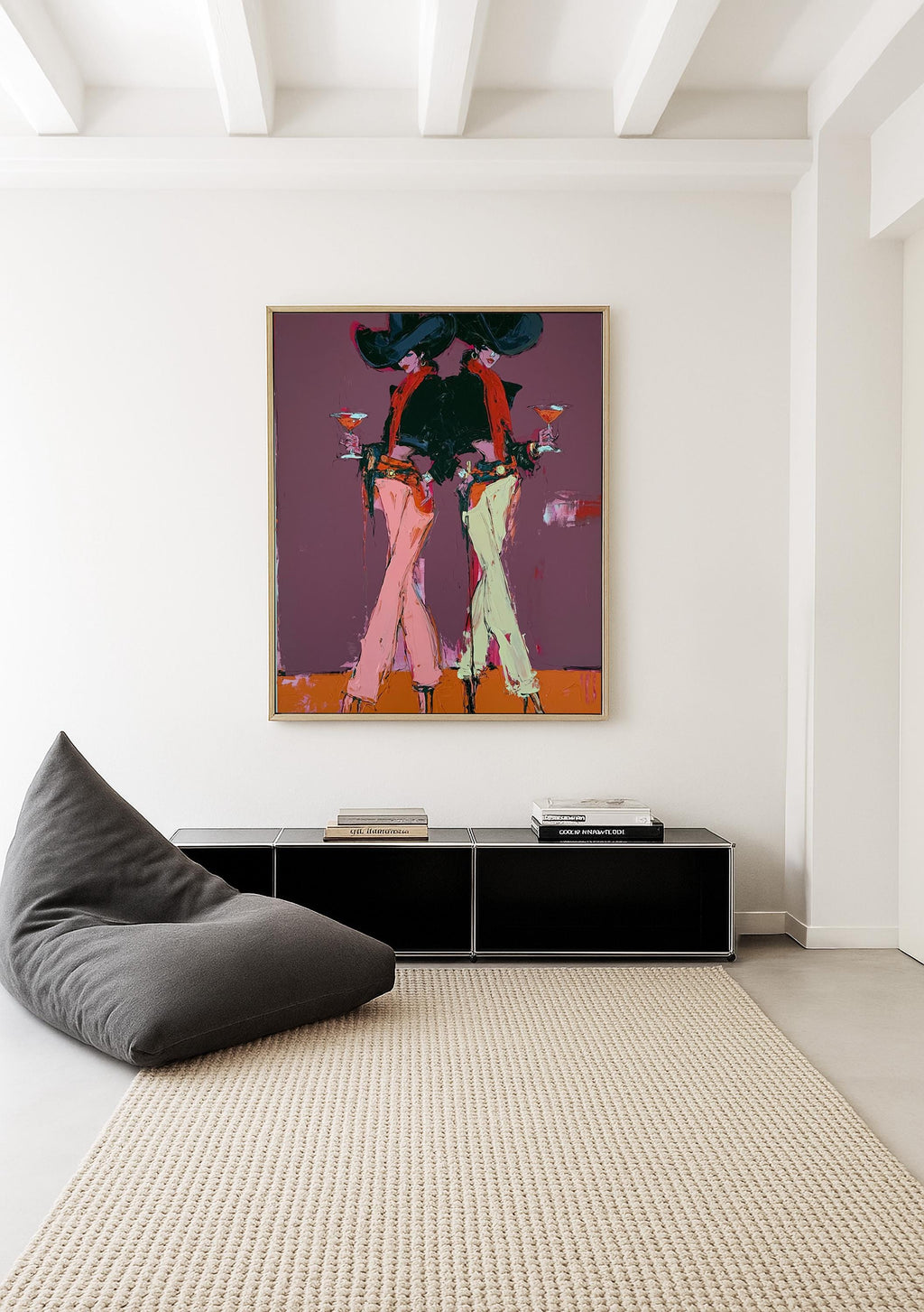 Cowgirl Wall Art Print, Western Martini Poster, Purple Saloon Decor, Modern Cowgirl Artwork
