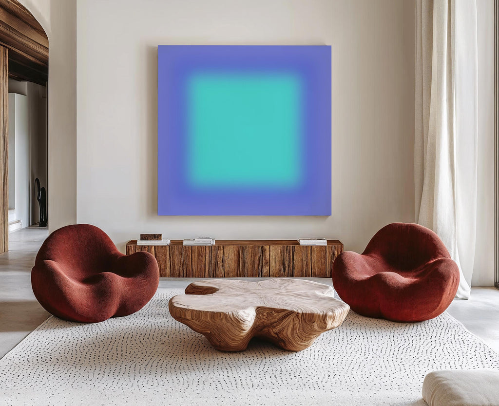 Aqua Gradient Art Print, Turquoise Blue Abstract, Modern Square Wall Decor
