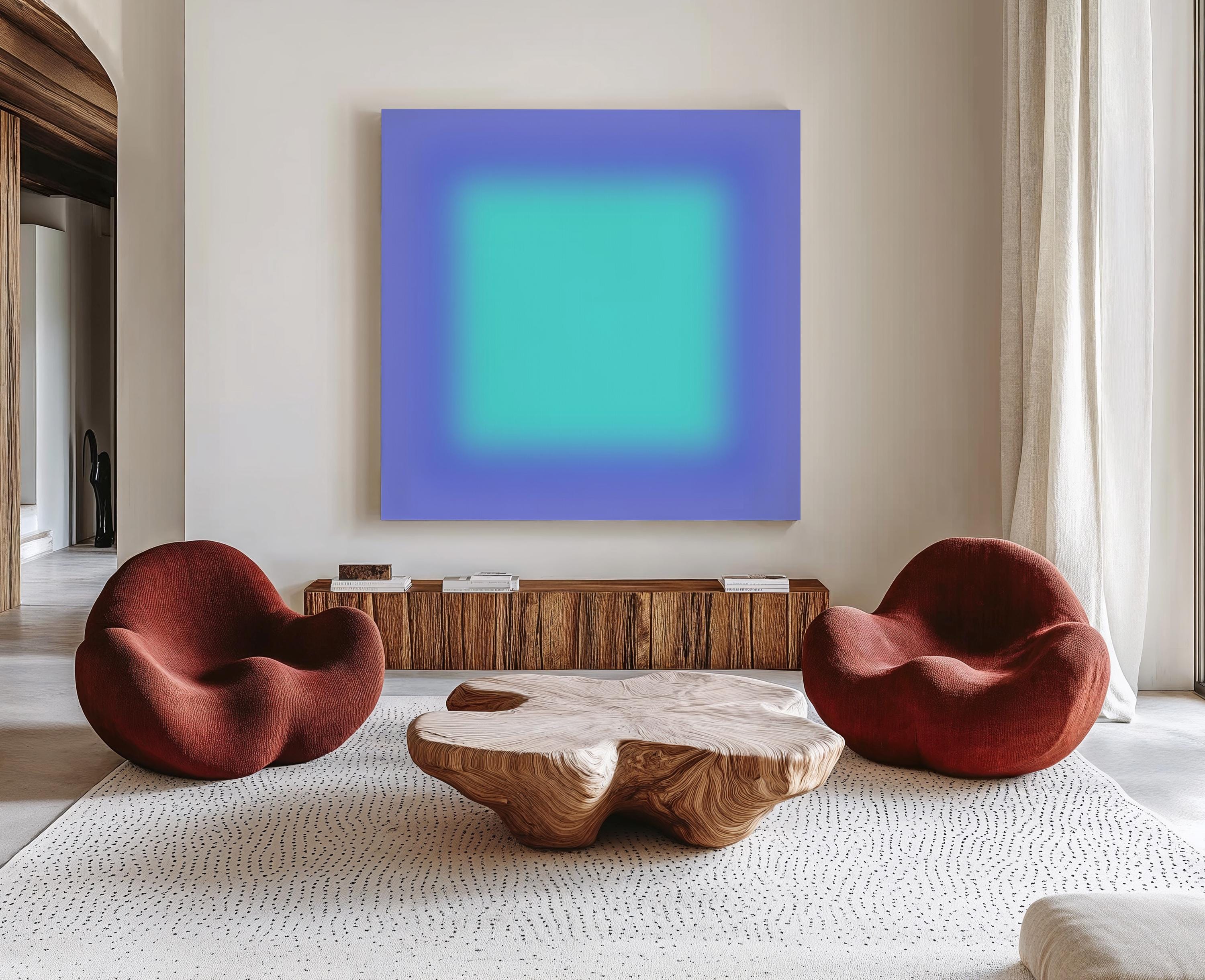 Aqua Gradient Art Print, Turquoise Blue Abstract, Modern Square Wall Decor