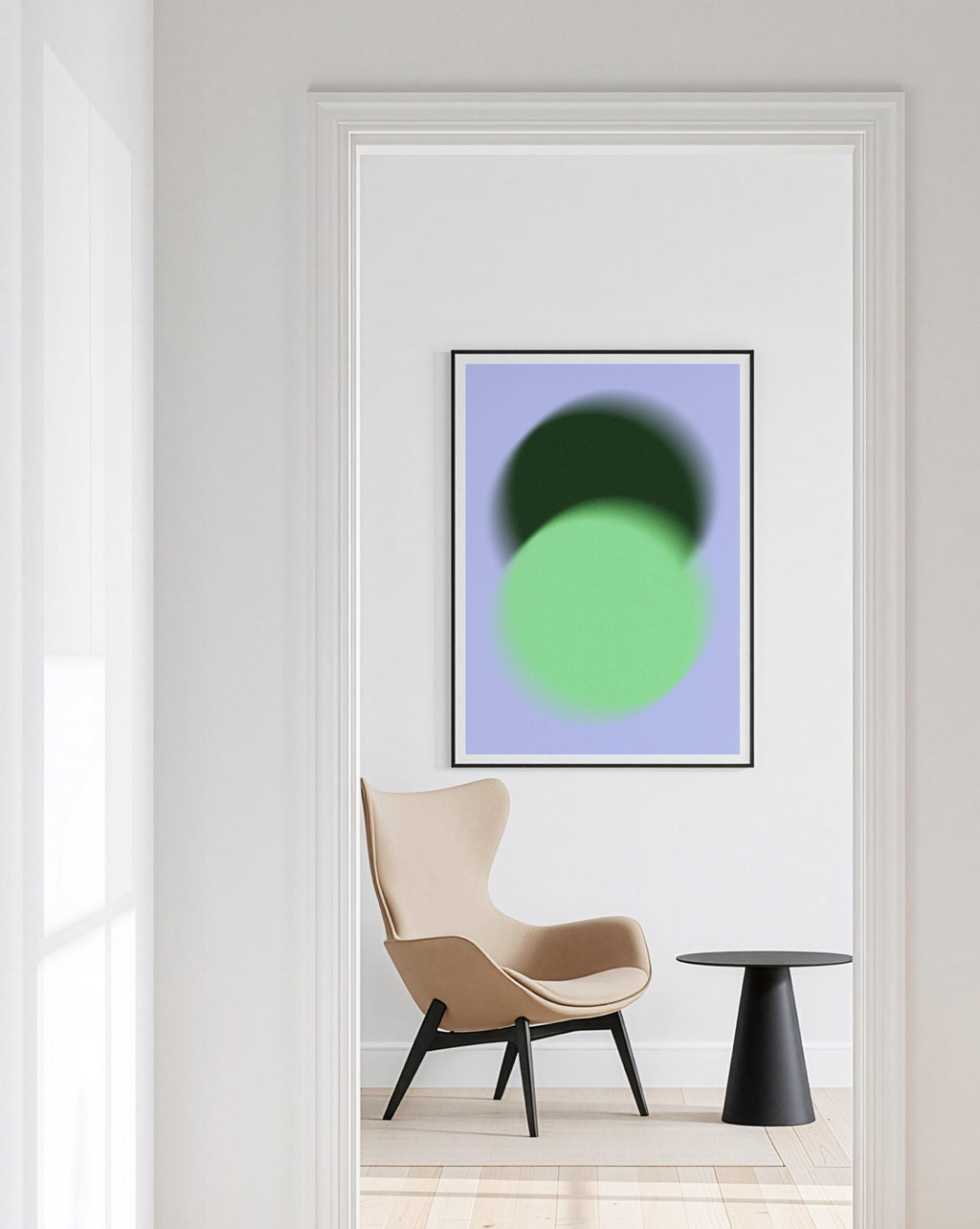 Green Gradient Abstract Art Print, Soft Blur Minimal Wall Decor, Modern Square Artwork