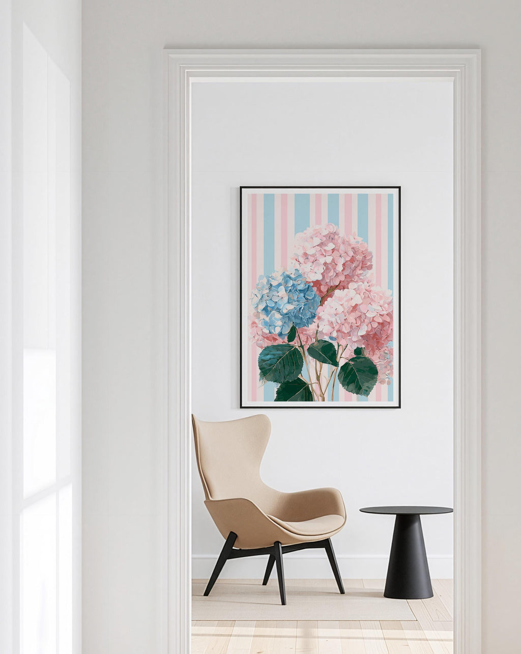 Hydrangea Wall Art Digital Download, Blue and Pink Floral Printable Home Decor