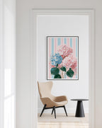 Hydrangea Wall Art Digital Download, Blue and Pink Floral Printable Home Decor