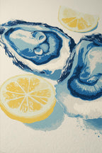 Oyster Wall Art Print, Lemon Seafood Poster, Coastal Kitchen Decor