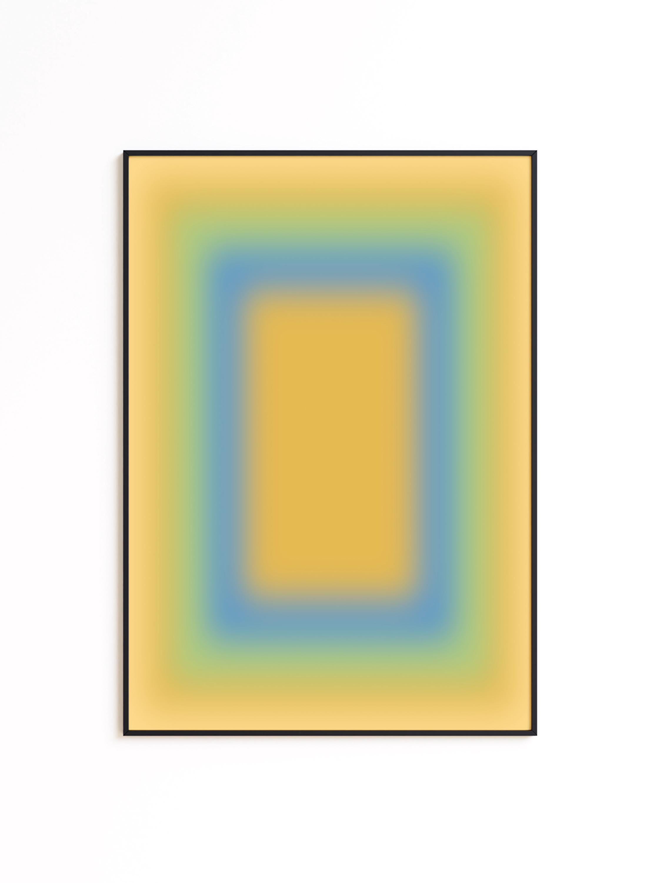 Yellow Gradient Art Print, Blue Green Abstract Poster, Soft Modern Wall Decor