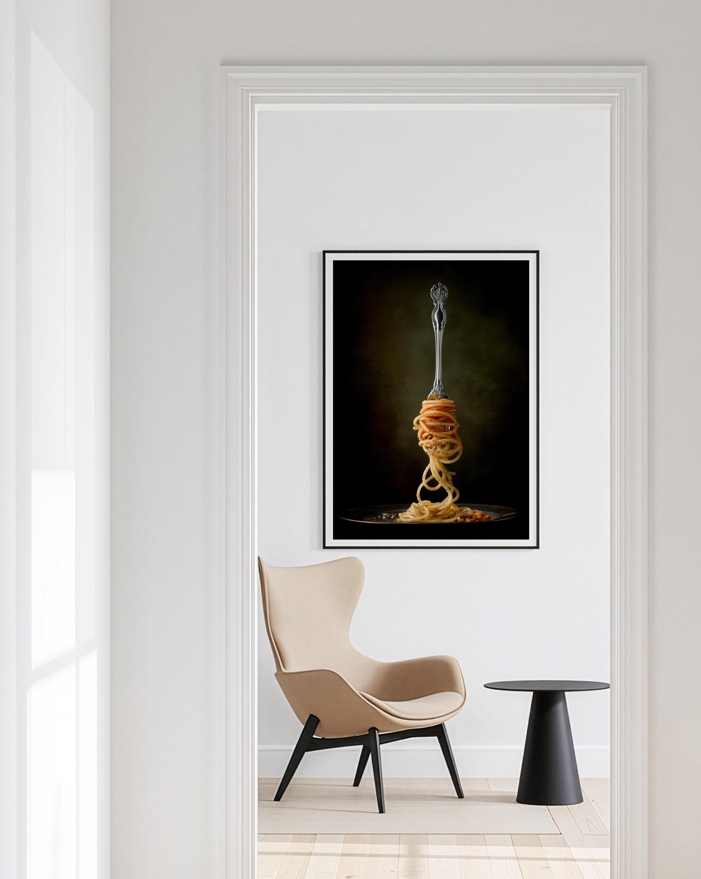 Gothic Kitchen Art Print, Moody Pasta Wall Art, Dark Food Decor
