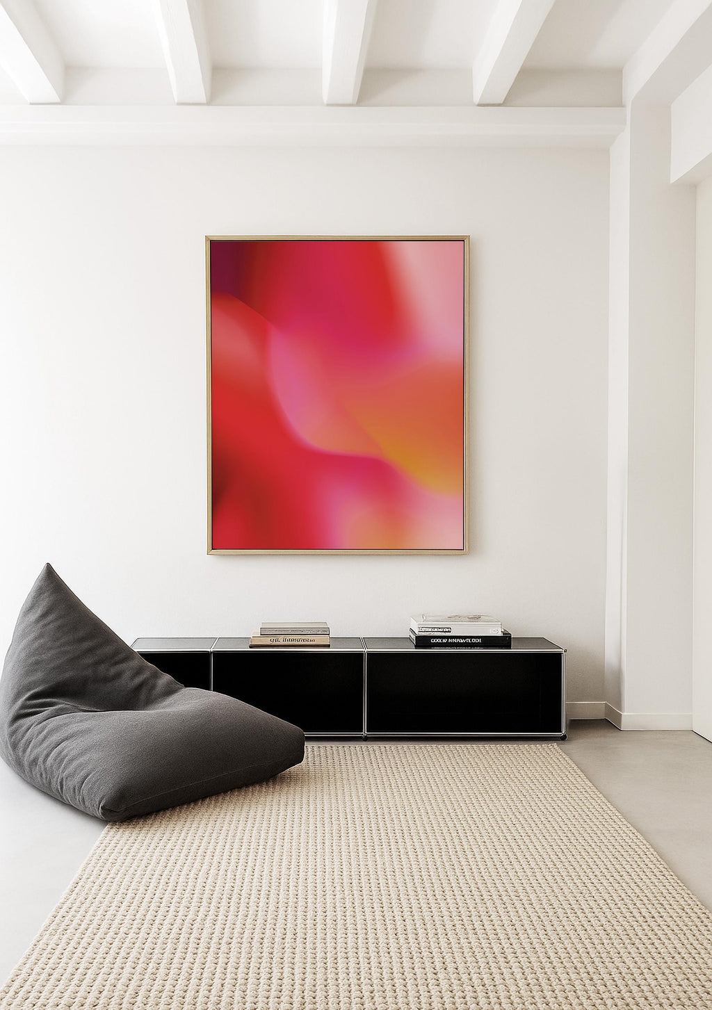 Red Pink Aura Gradient Print, Warm Abstract Wall Art, Orange Modern Decor Print
